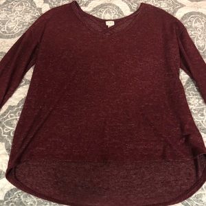 NWOT Burgundy Cross Neck Top